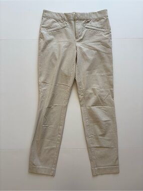 GAP Skinny Ankle Pants in Light Beige with Subtle Stripe 2
